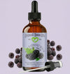 Bottle of Natural Born Oils raspberry seed oil with blackberries on a light purple background