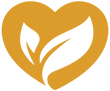 Heart shape with two white leaves inside on a gold background